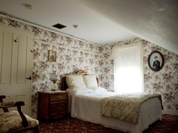 The exterior view of a famous haunted bed-and-breakfast, Lizzie Borden House