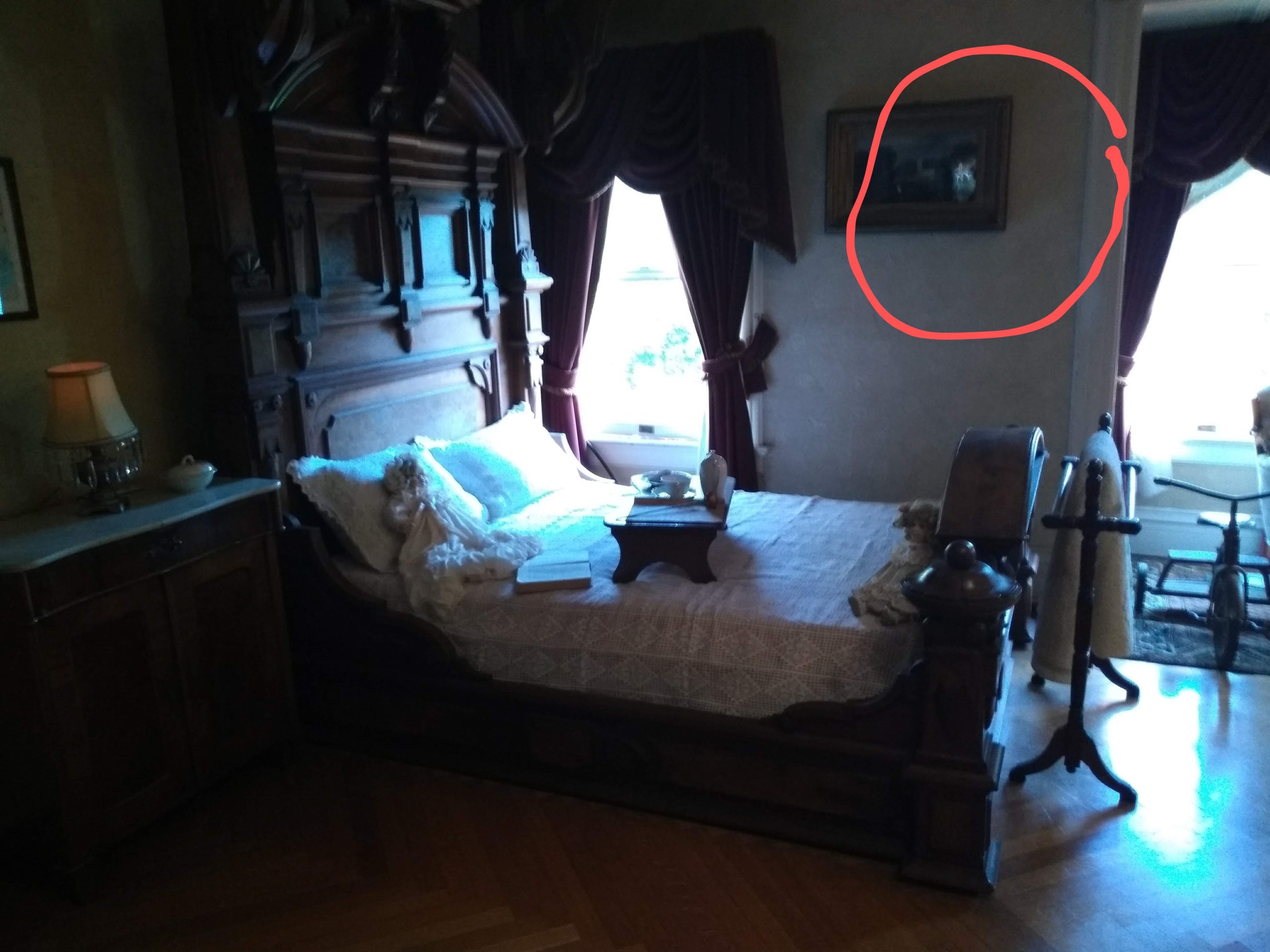 A ghostly impression captured within the Winchester Mystery House.