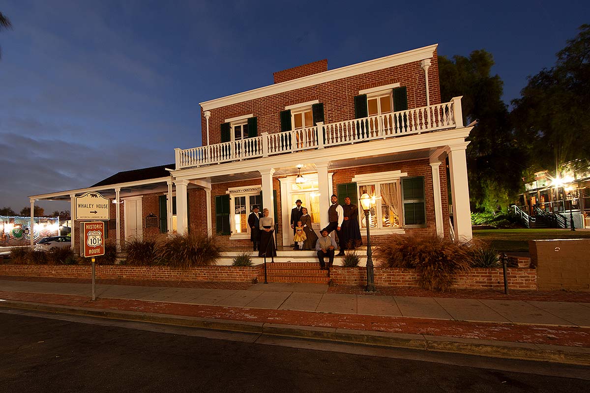 Whaley House at night, adding a ghostly atmosphere.