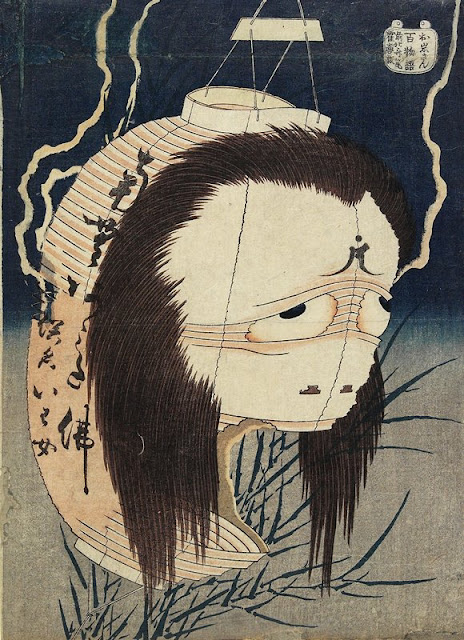 The ghost of Oiwa as depicted in contemporary art, illustrating her tragic story from Japanese folklore.