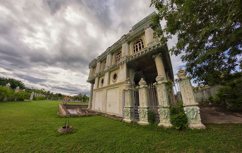 Another view of the abandoned mansion, capturing its eerie charm