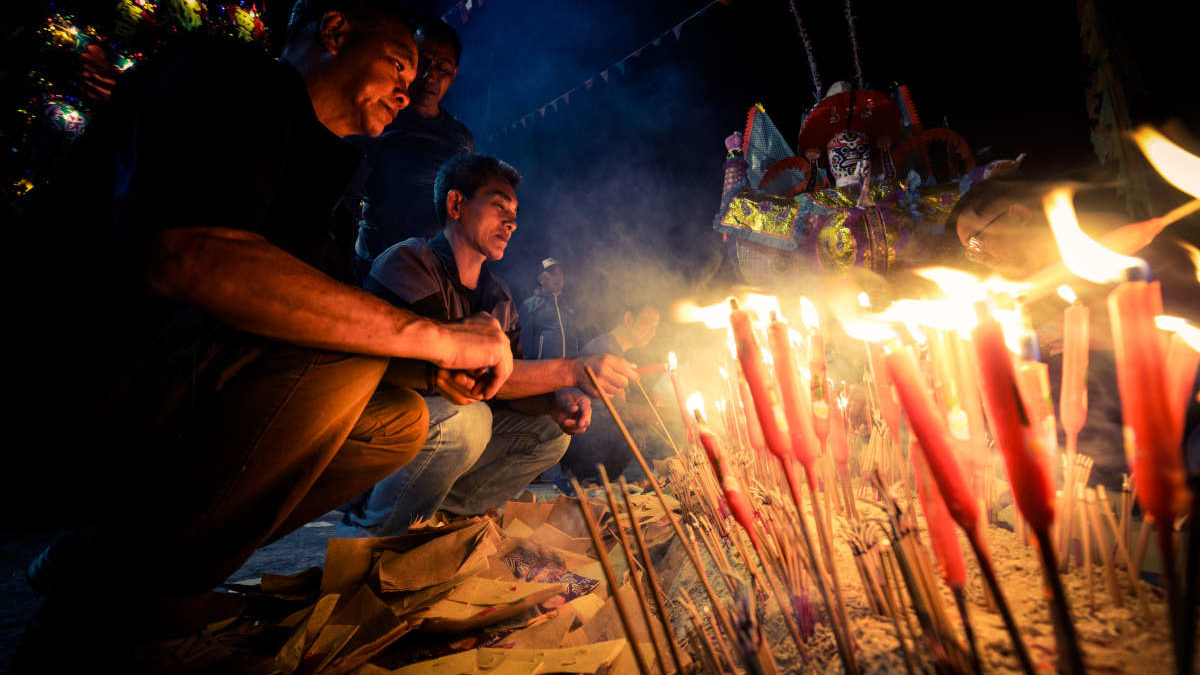 Feeding the hungry ghosts: a cultural practice showcased during the festival.