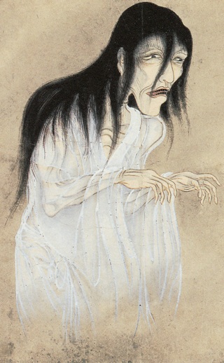 A depiction of Yurei, the restless spirit of Japan, drawn in traditional art style.