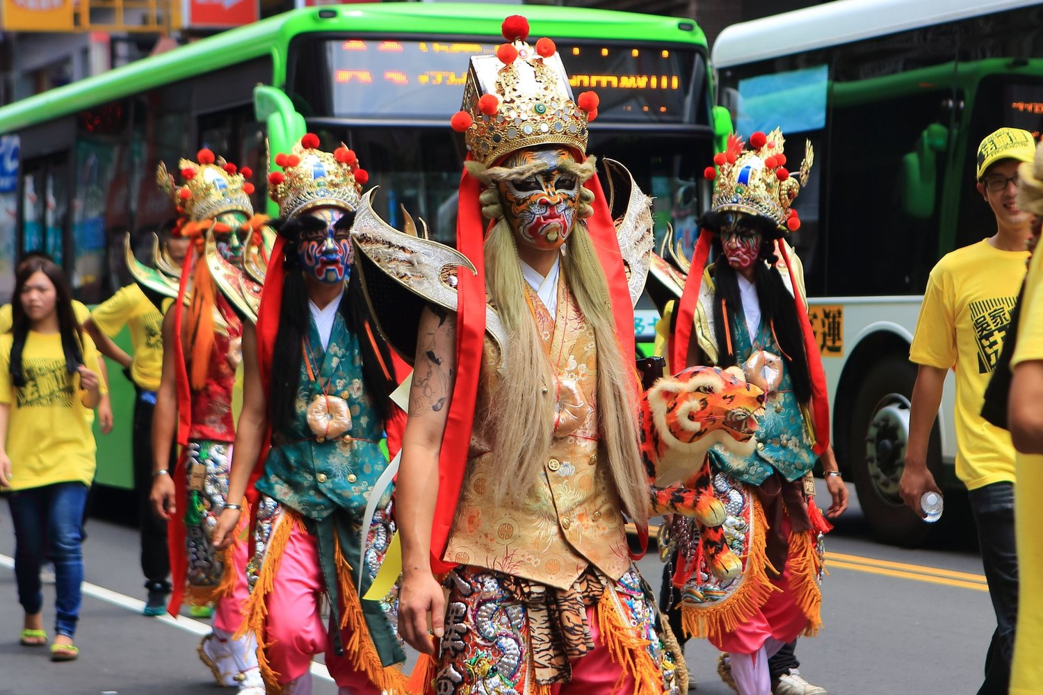 Mazu pilgrimage in Taichung featuring vibrant decorations and structures.