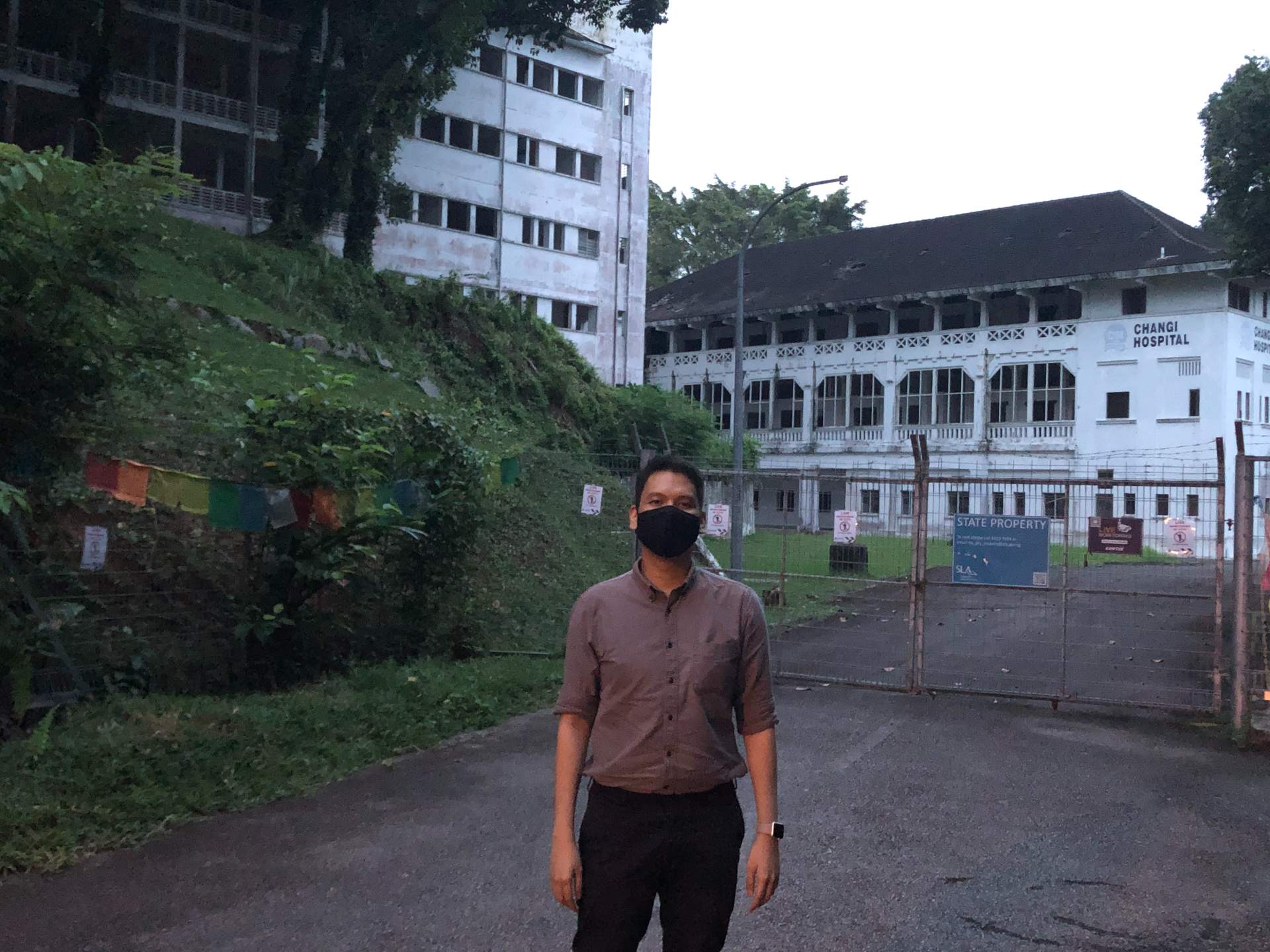 A haunting scene captured while ghost hunting at Old Changi Hospital