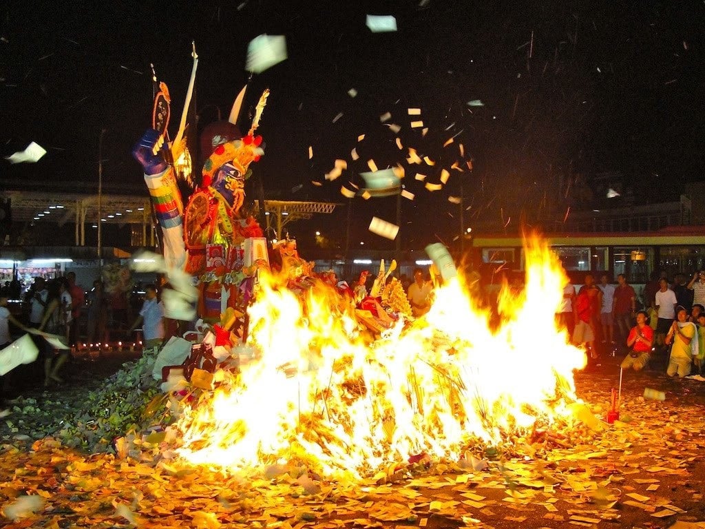 Decorative offerings for the Hungry Ghost Festival