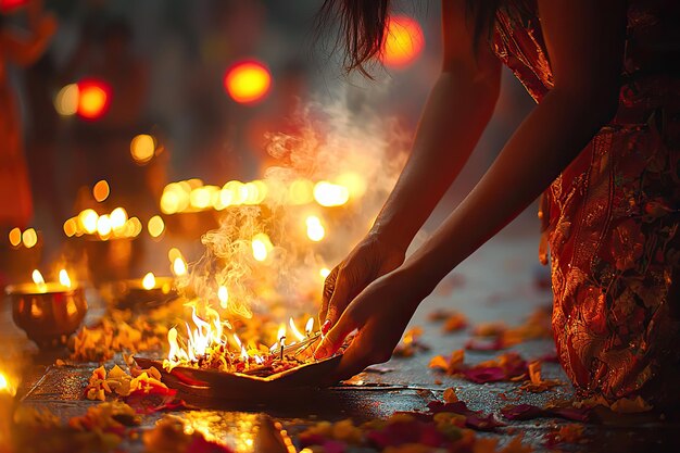 Nighttime Candle and Incense Ritual at the Hungry Ghost Festival