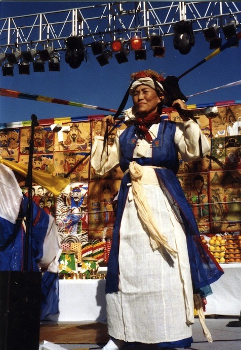 Traditional shaman rituals associated with Korean ancestral respect and spirituality.