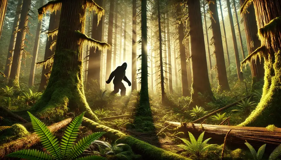 Bigfoot lurking in the forest