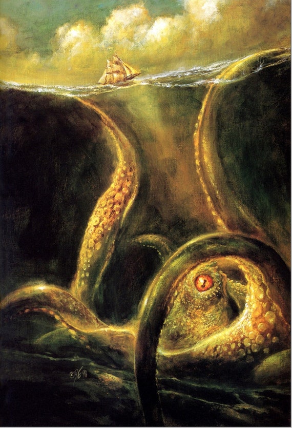 Norse Myths - Kraken Sea Monster Print Poster