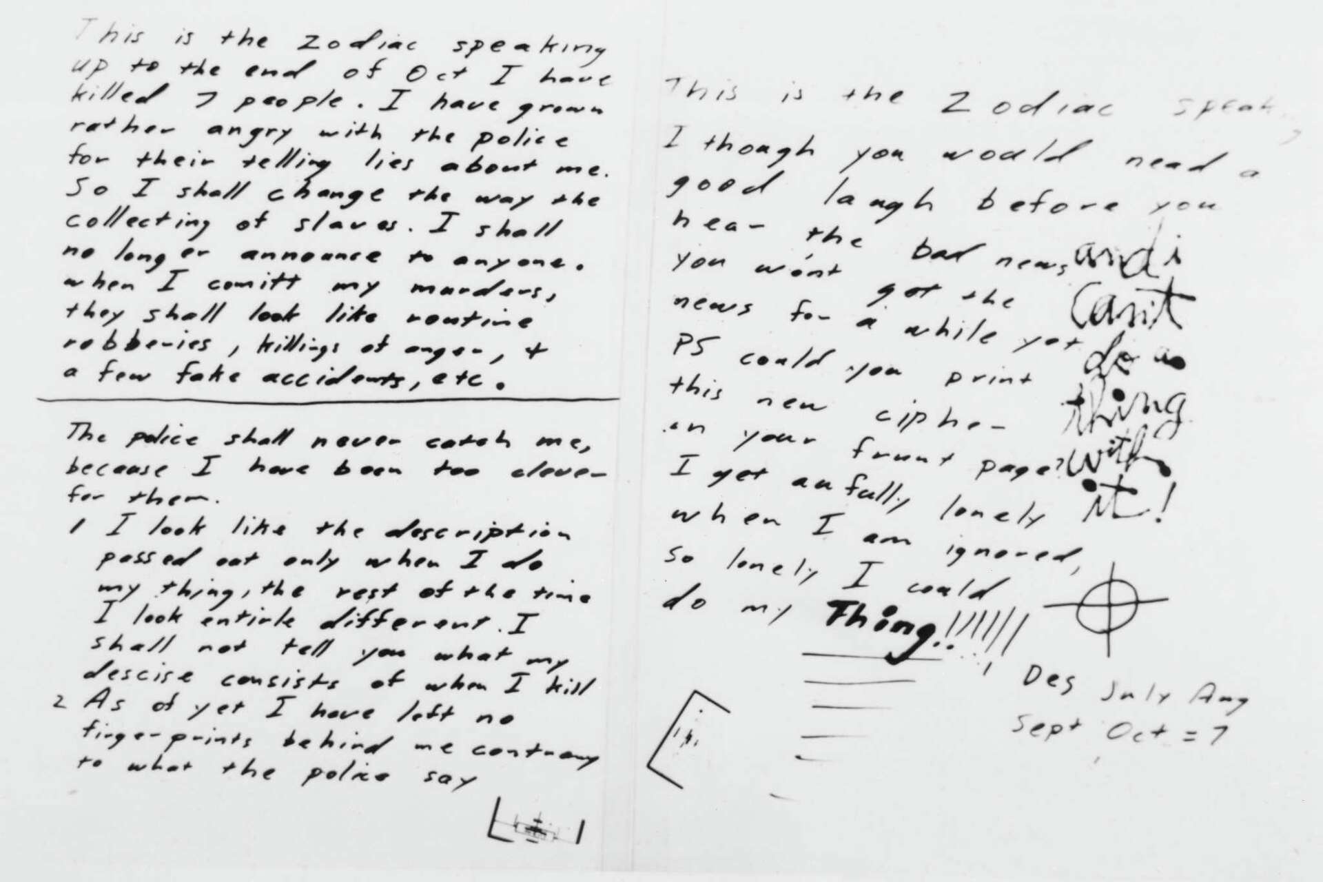 Zodiac Killer Letters