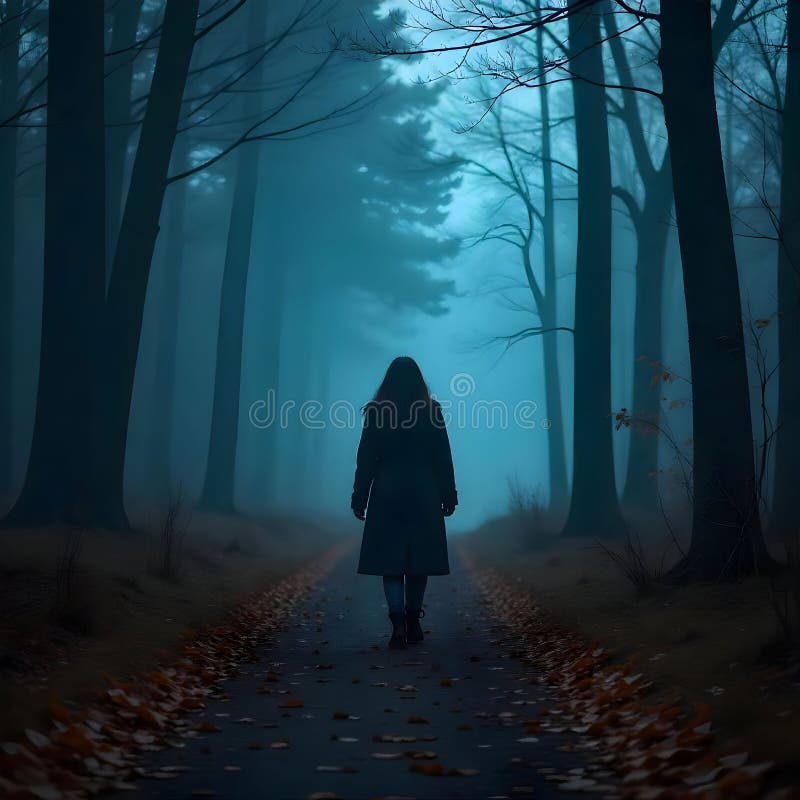 Shrouded Woman in Misty Forest