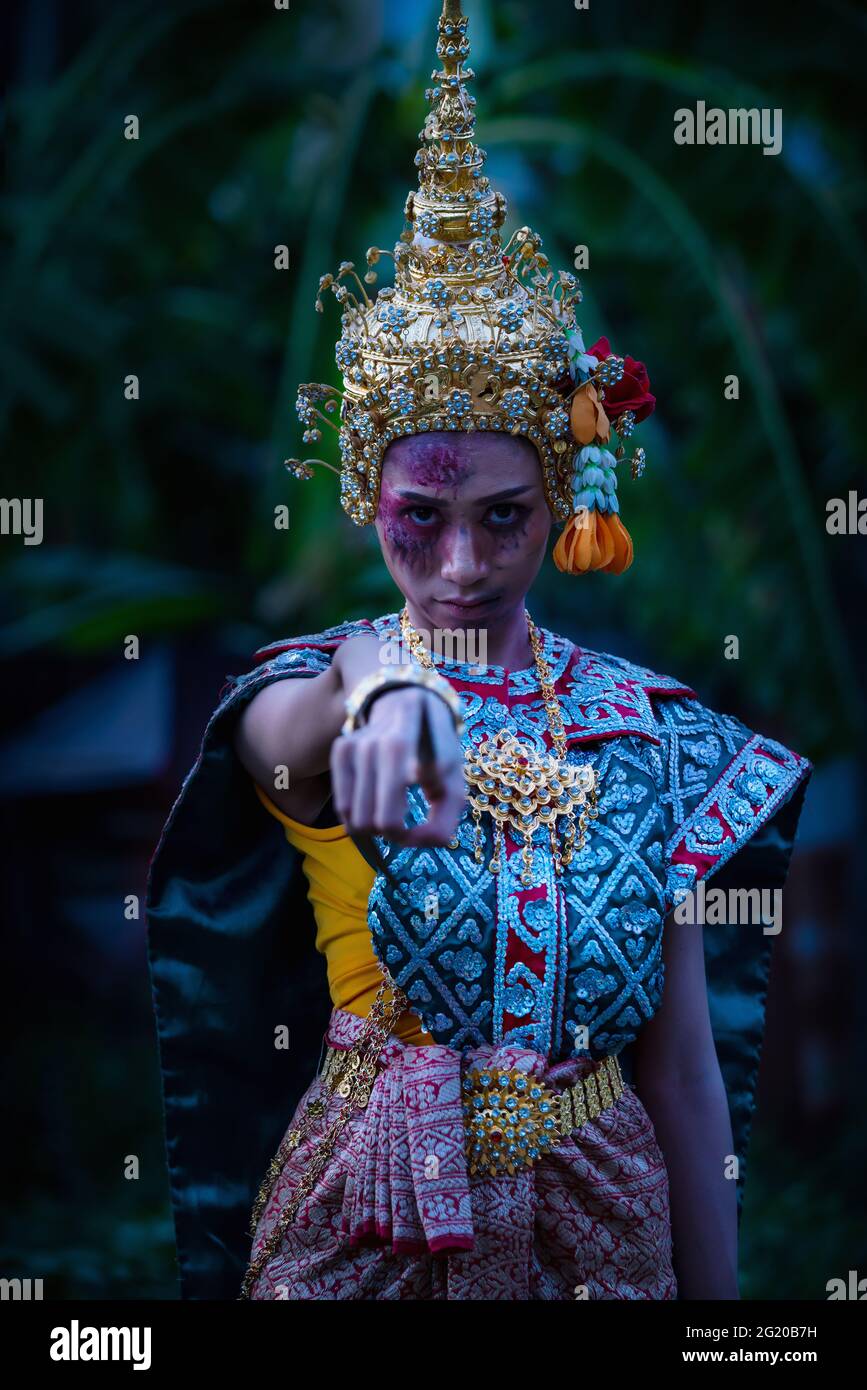 Thai ghost in traditional costume