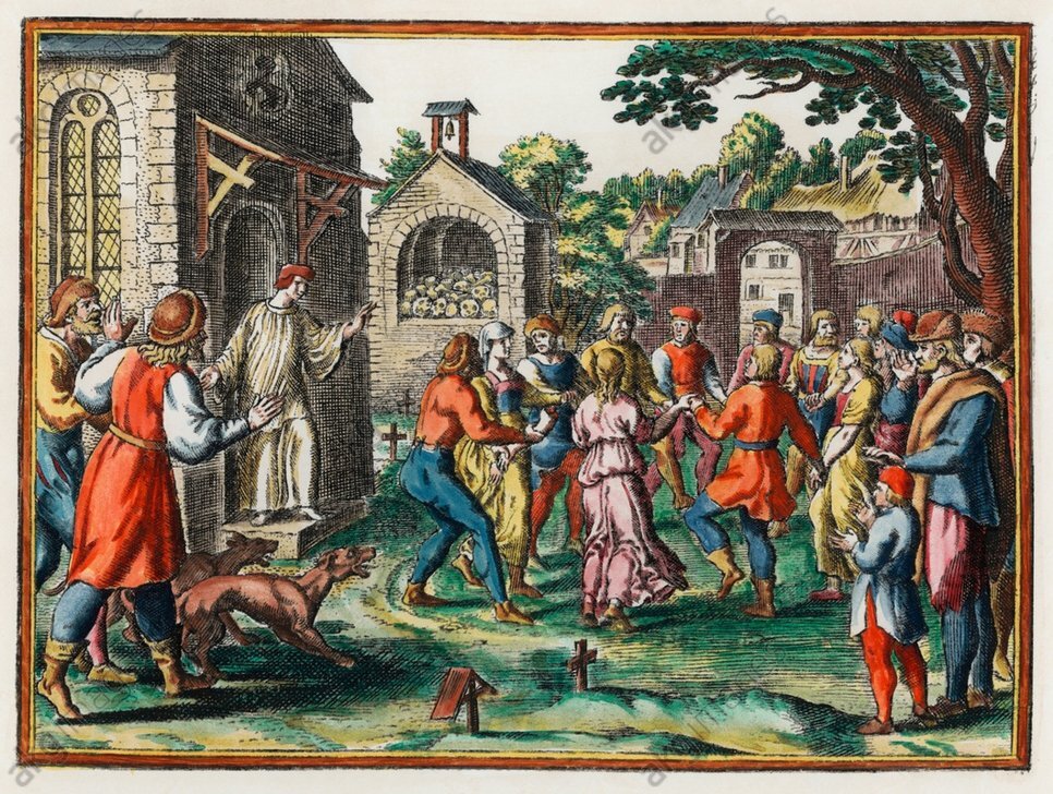 Medieval dancers caught in the plague