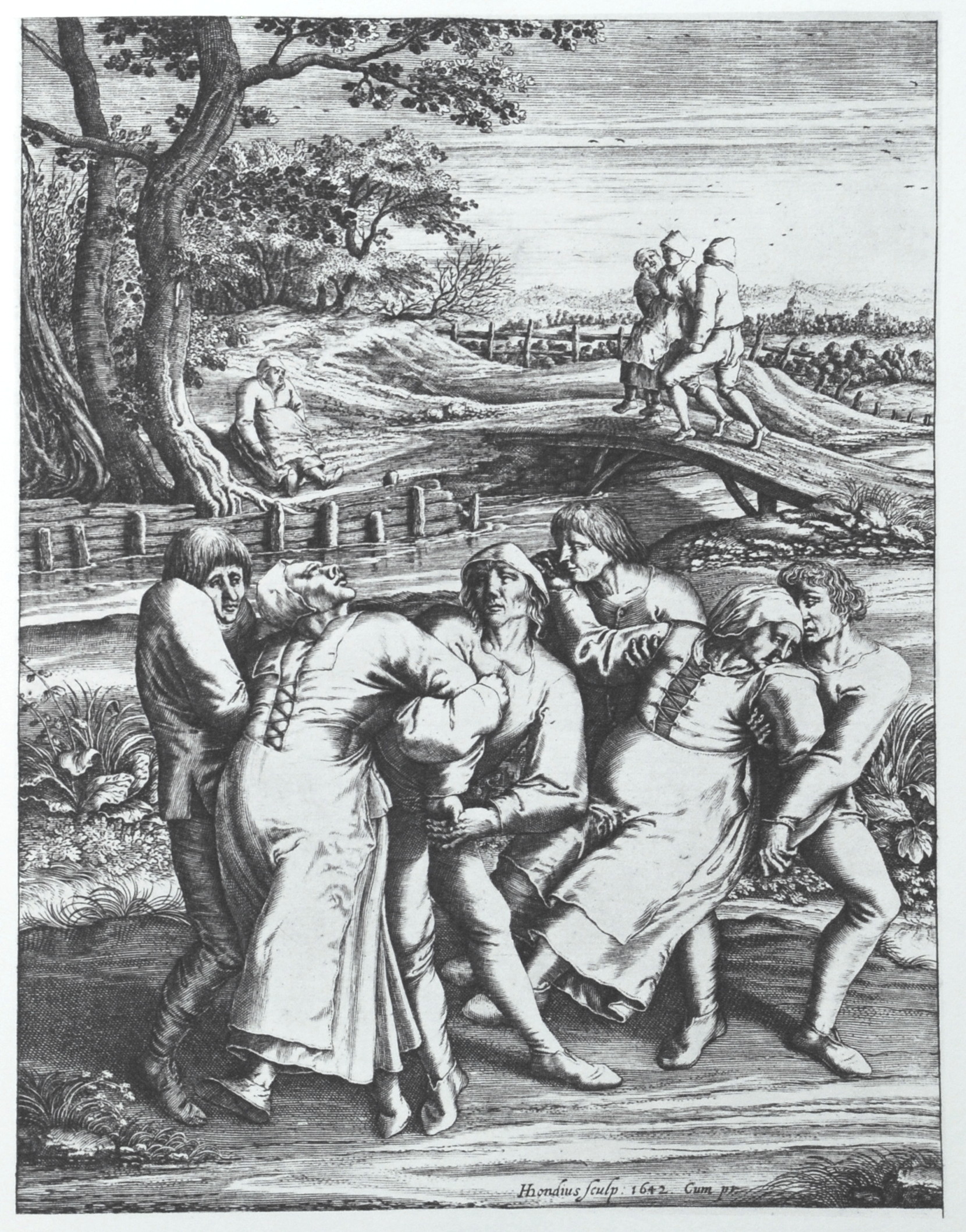 Dancing plague of 1518 depicting people dancing in the streets