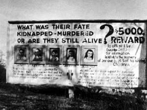 The billboard erected by the Sodder family seeking information about their missing children