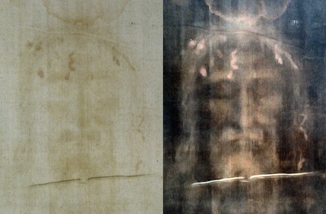 Shroud of Turin positive and negative image