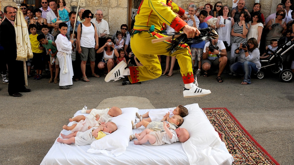 Baby Jumping Devil at El Colacho Festival